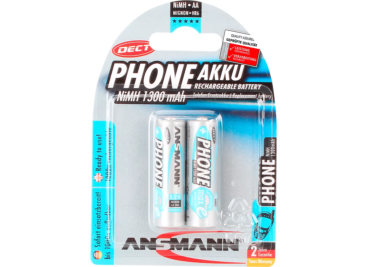 Ansmann DECT Phone Akku, Mignon AA, 2 Stück