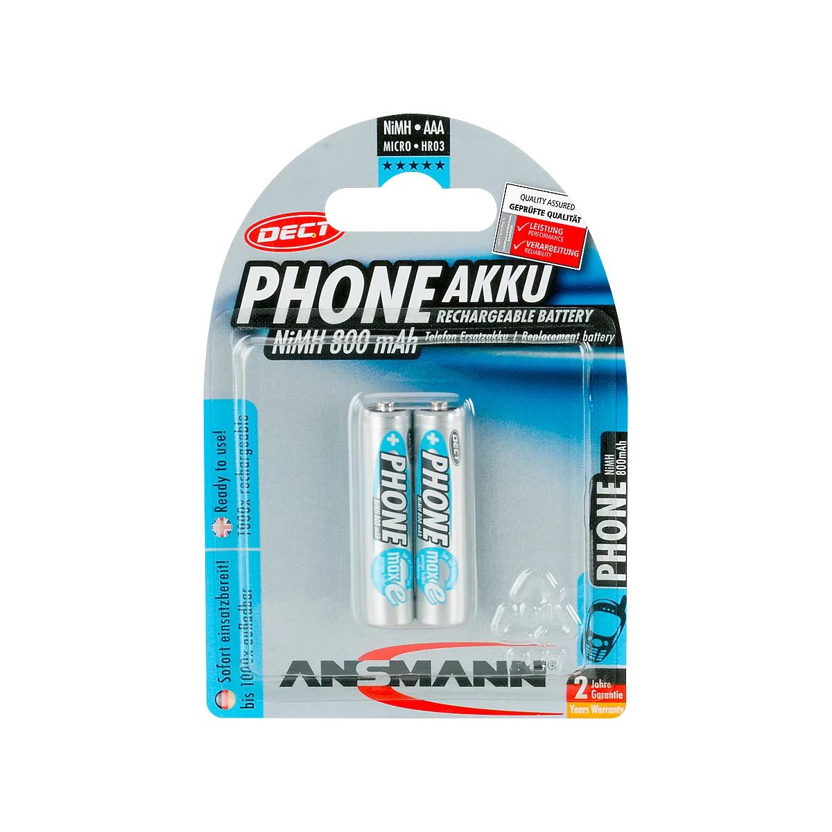 Ansmann DECT Phone batterij, micro AAA, 2 stuks