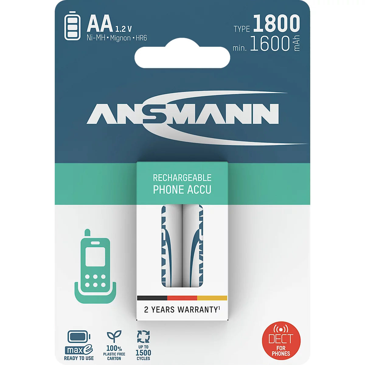 Ansmann DECT Phone batterij, Mignon AA, 2 stuks