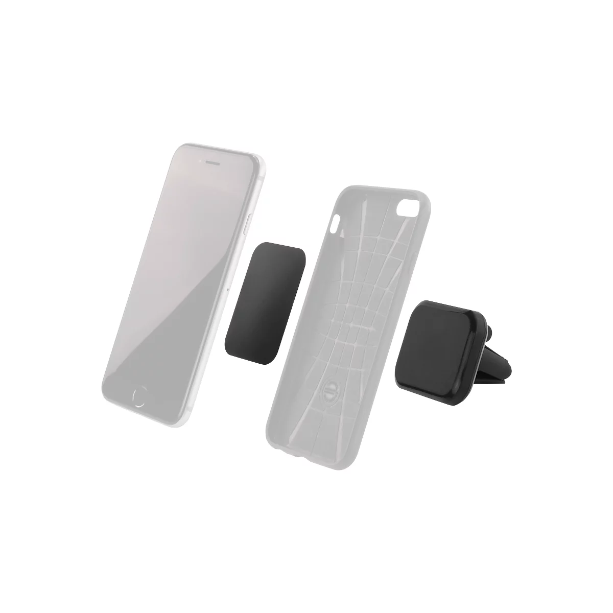 Ansmann KFZ Smartphonehouder, magnetisch, ventilatieroosterhouder, incl. 2 ultradunne metalen platen.