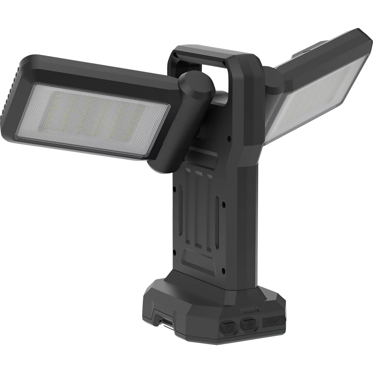 ANSMANN WL11500R Doppel-LED Baustrahler, 11.500 Lumen, 2× 36W-SMD LEDs, Akku- und Netzbetrieb, Verstellbar, Stativ und Magnetfuß, schwarz
