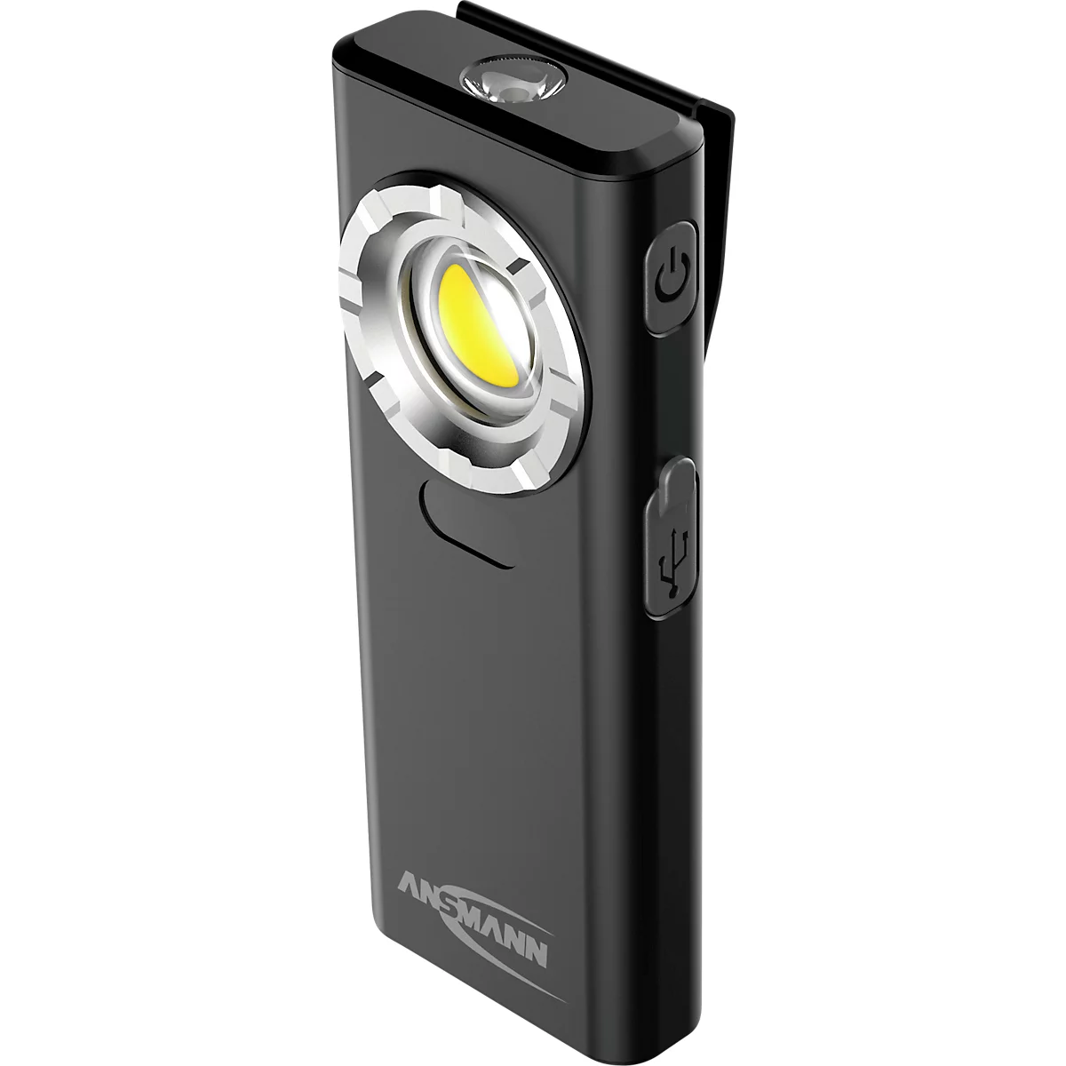 ANSMANN WL1200R-DS Lampe de travail, 1 200 lumens, batterie, IPX6/IK07, trois niveaux de luminosité, avec aimant de maintien et clip ceinture, noir