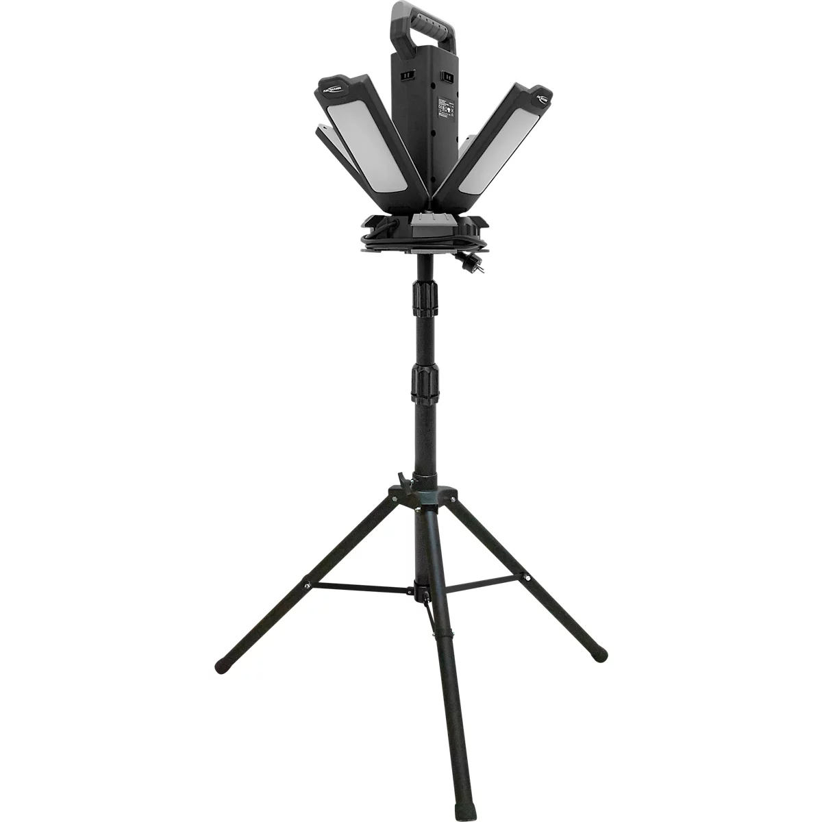 ANSMANN WL14000AC Vierfach-LED Strahler, 14.000 Lumen, 4× 30 W-SMD LEDs, Netzbetrieb, Verstellbar, Stativ und Magnetfuß, schwarz