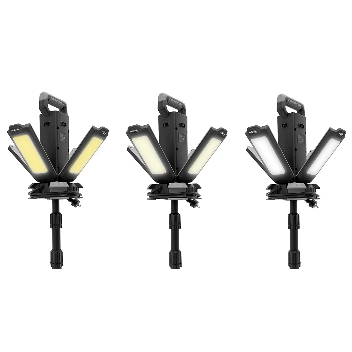 ANSMANN WL14000AC Vierfach-LED Strahler, 14.000 Lumen, 4× 30 W-SMD LEDs, Netzbetrieb, Verstellbar, Stativ und Magnetfuß, schwarz