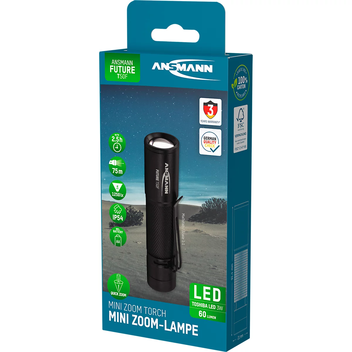 Ansmann zaklamp, Future T50F, traploos focussen