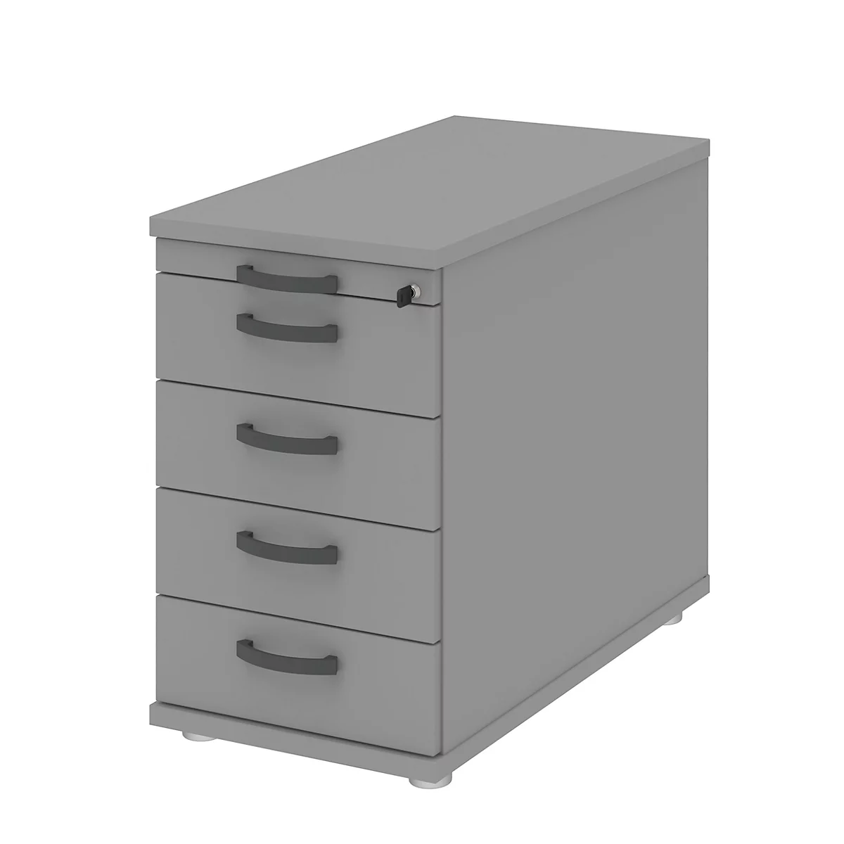 Anstellcontainer BARI, Materialauszug, 4 Schubkästen, abschließbar, B 433 x T 800 x H 720 mm, mittelgrau/mittelgrau