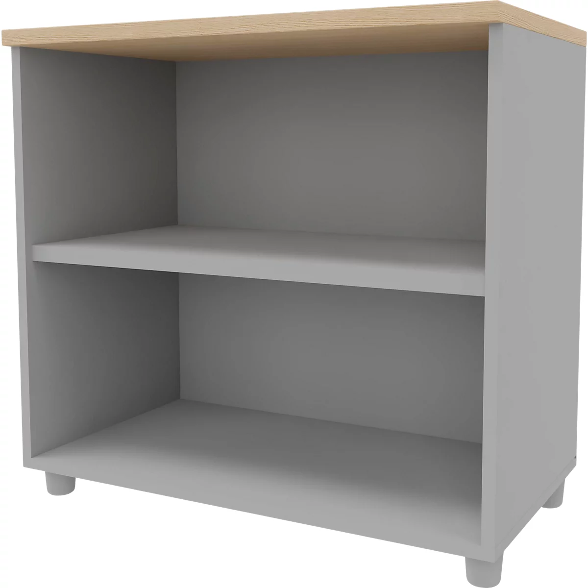Anstellregal ARLON OFFICE, 2 offene Fächer, B 800 x T 450 x H 730 mm, Eiche-Dekor/alufarben