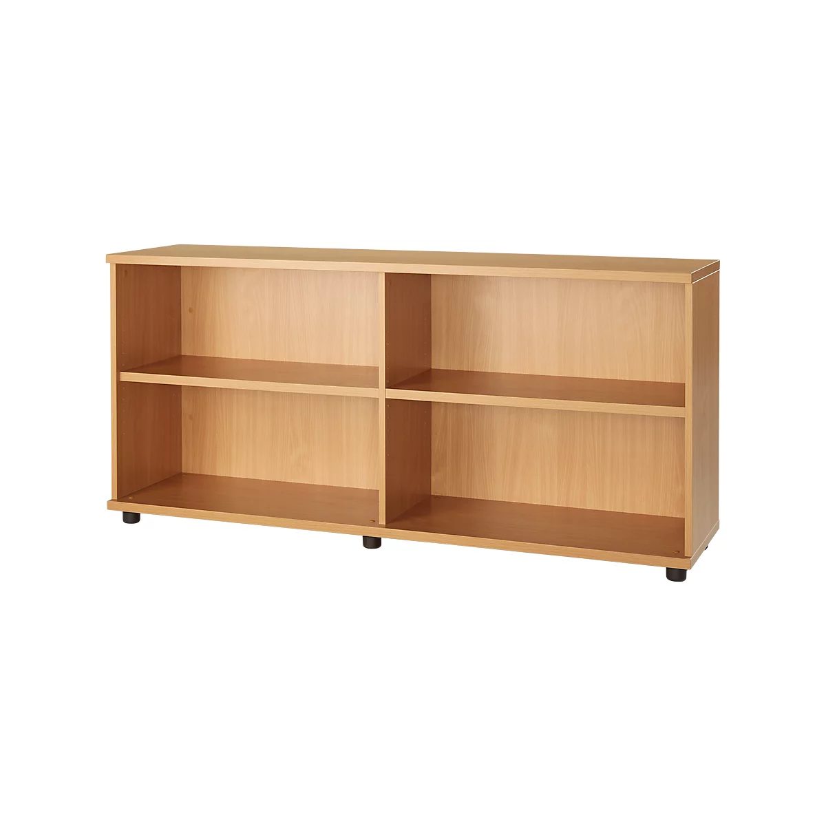 Anstellregal, aus Holz, 2 Fachböden, B 1600 mm x T 421 x H 750 mm, Buche