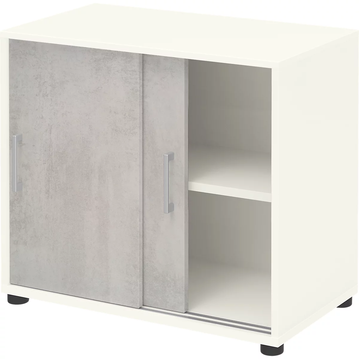 Anstellschrank TEMPIO, aus Holz, 2 Schiebetüren, 2 OH, B 800 x T 430 x H 740 mm, weiß/Beton