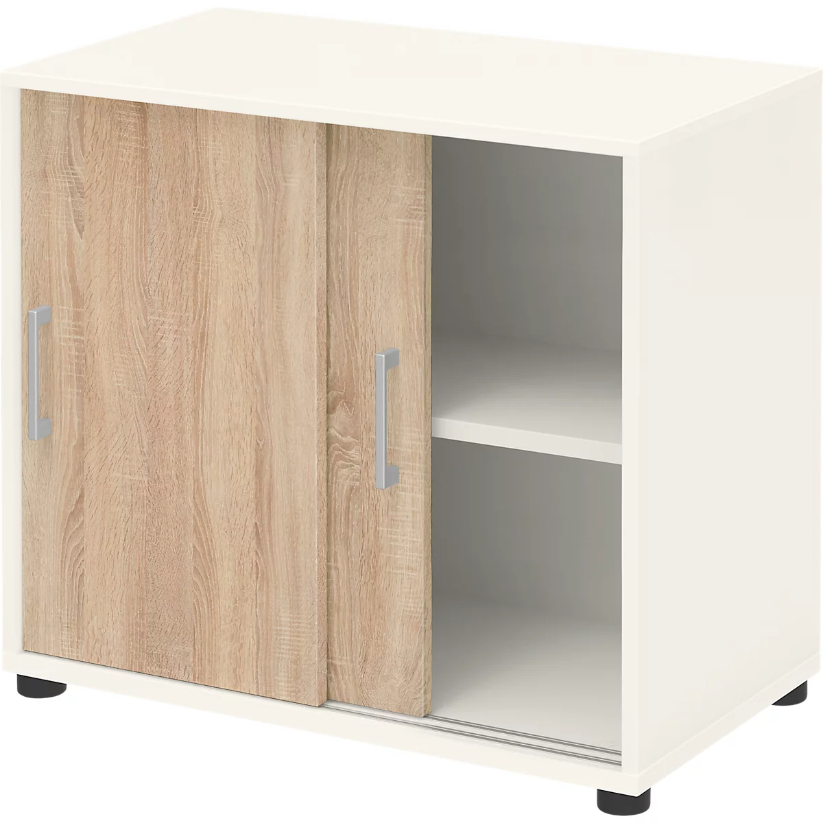 Anstellschrank TEMPIO, aus Holz, 2 Schiebetüren, 2 OH, B 800 x T 430 x H 740 mm, weiß/Sonoma Eiche