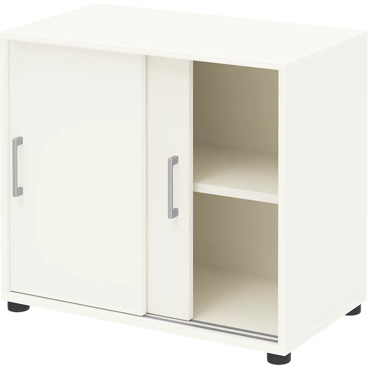 Anstellschrank TEMPIO, aus Holz, 2 Schiebetüren, 2 OH, B 800 x T 430 x H 740 mm, weiß/weiß