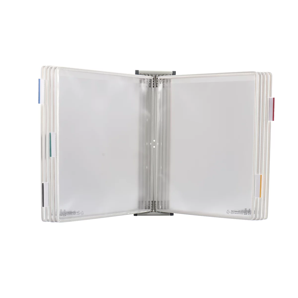 Antibacterieel displaypaneelsysteem Tarifold Sterifold, wandhouder met 10 panelen in A4-formaat, wit