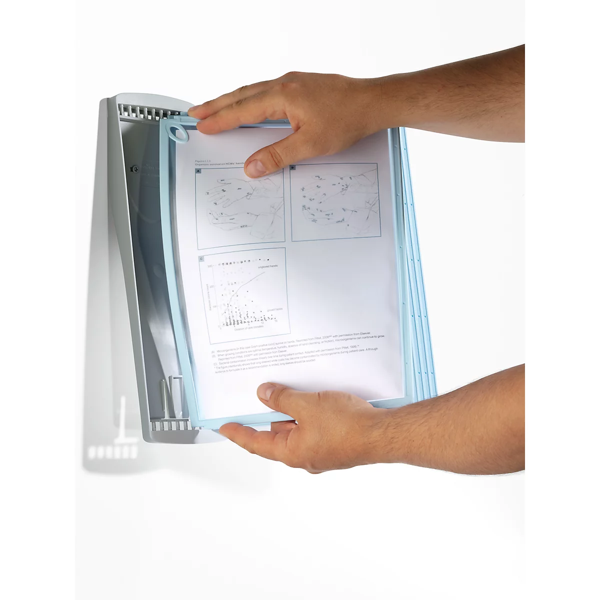 Antibakterielles Sichttafelsystem Durable Sherpa® Bact-O-Clean Wall, Wandhalter mit 10 Tafeln, A4, PP, weiß