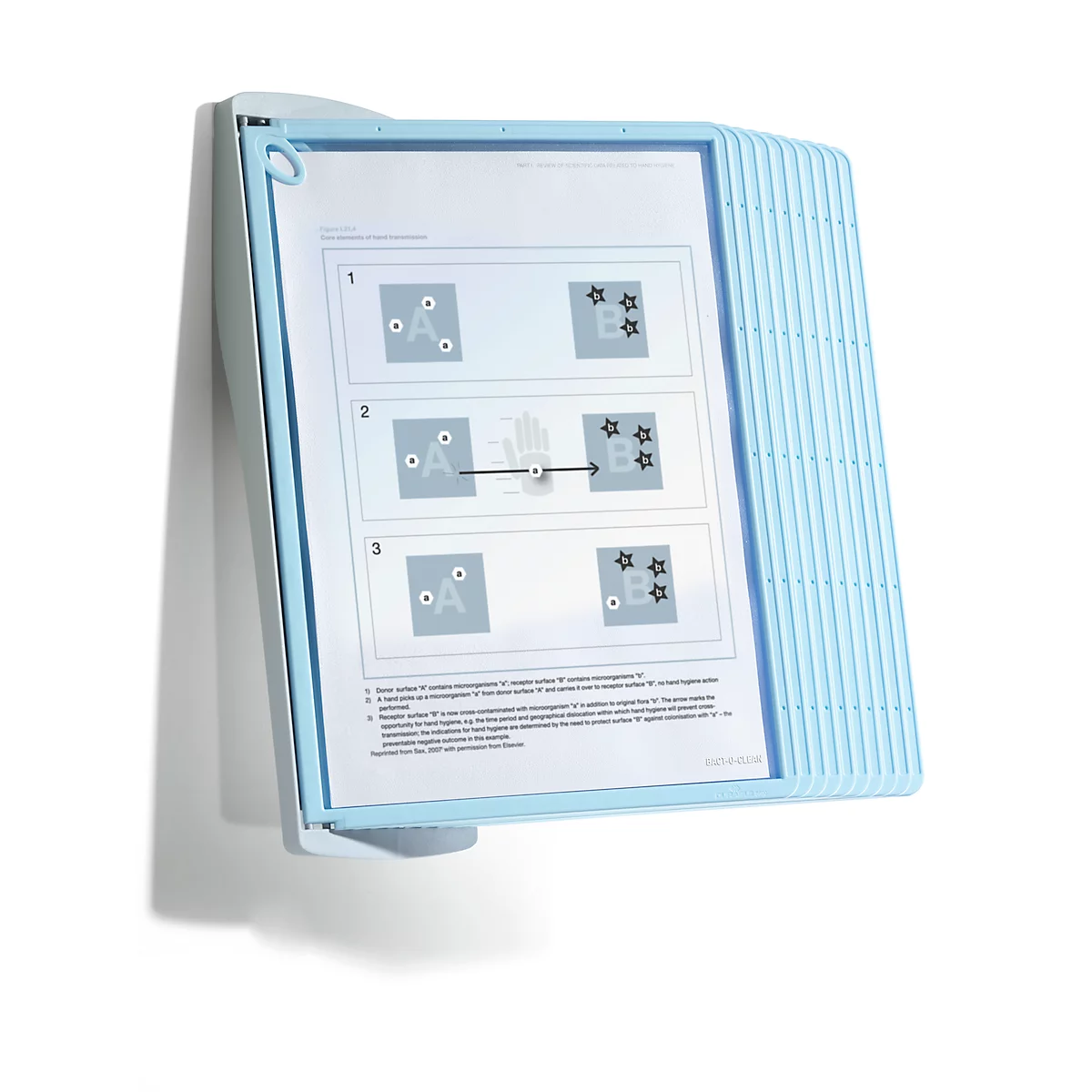 Antibakterielles Sichttafelsystem Durable Sherpa® Bact-O-Clean Wall, Wandhalter mit 10 Tafeln, A4, PP, weiß