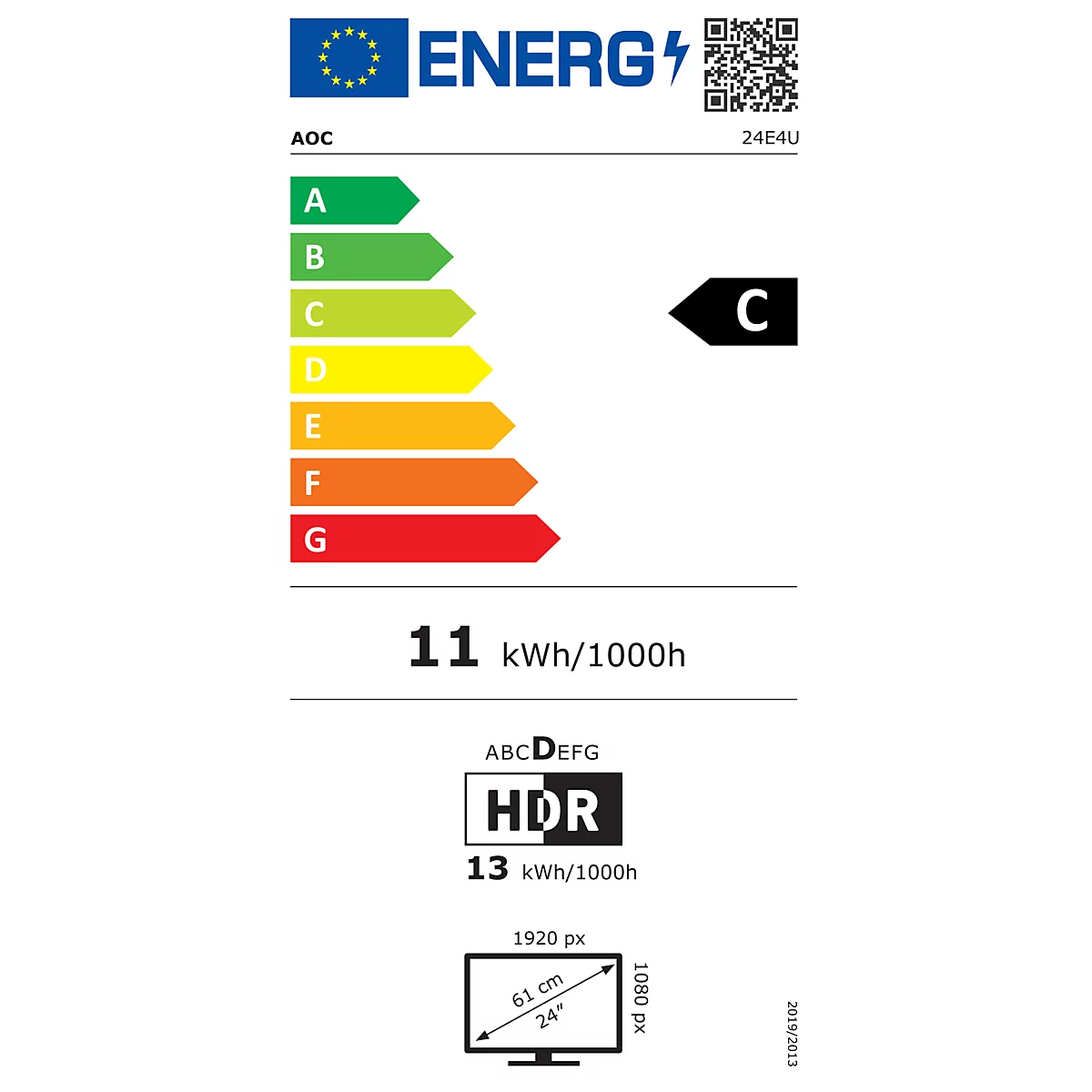 Étiquette énergétique avec classe d'efficacité énergétique