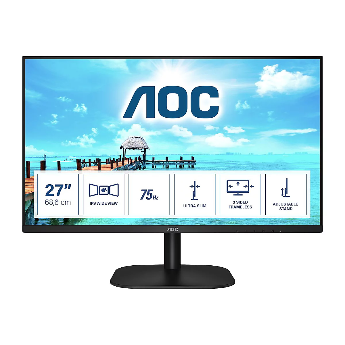 AOC 27B2H/EU - LED-Monitor - 68.6 cm (27') - 1920 x 1080 Full HD (1080p) @ 75 Hz - IPS - 250 cd/m²