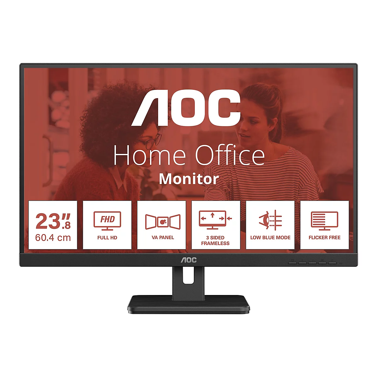 AOC Essential-line 24E3UM/BK - LED-Monitor - 60.5 cm (24') - 1920 x 1080 Full HD (1080p) @ 75 Hz - VA - 300 cd/m²