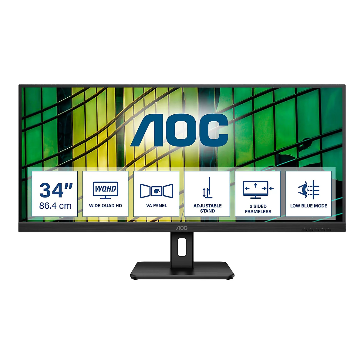 AOC Essential-line U34E2M/BK - LED-Monitor - 86.4 cm (34') - 3440 x 1440 WQHD @ 100 Hz - VA - 300 cd/m²