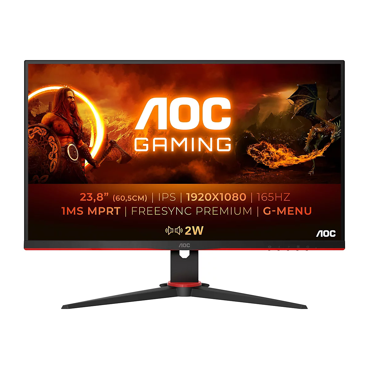 AOC Gaming 24G2SPAE/BK - G2 Series - LED-Monitor - Gaming - 60 cm (23.8') - 1920 x 1080 Full HD (1080p) @ 165 Hz