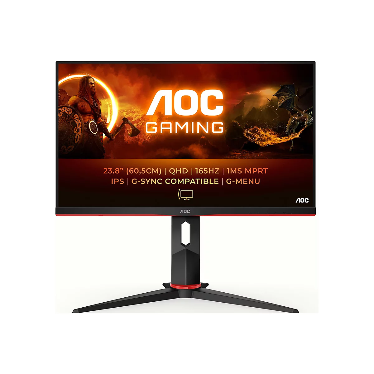 AOC Gaming Q24G2A/BK - LED-Monitor - Gaming - 61 cm (24') (23.8' sichtbar) - 2560 x 1440 QHD @ 165 Hz - IPS