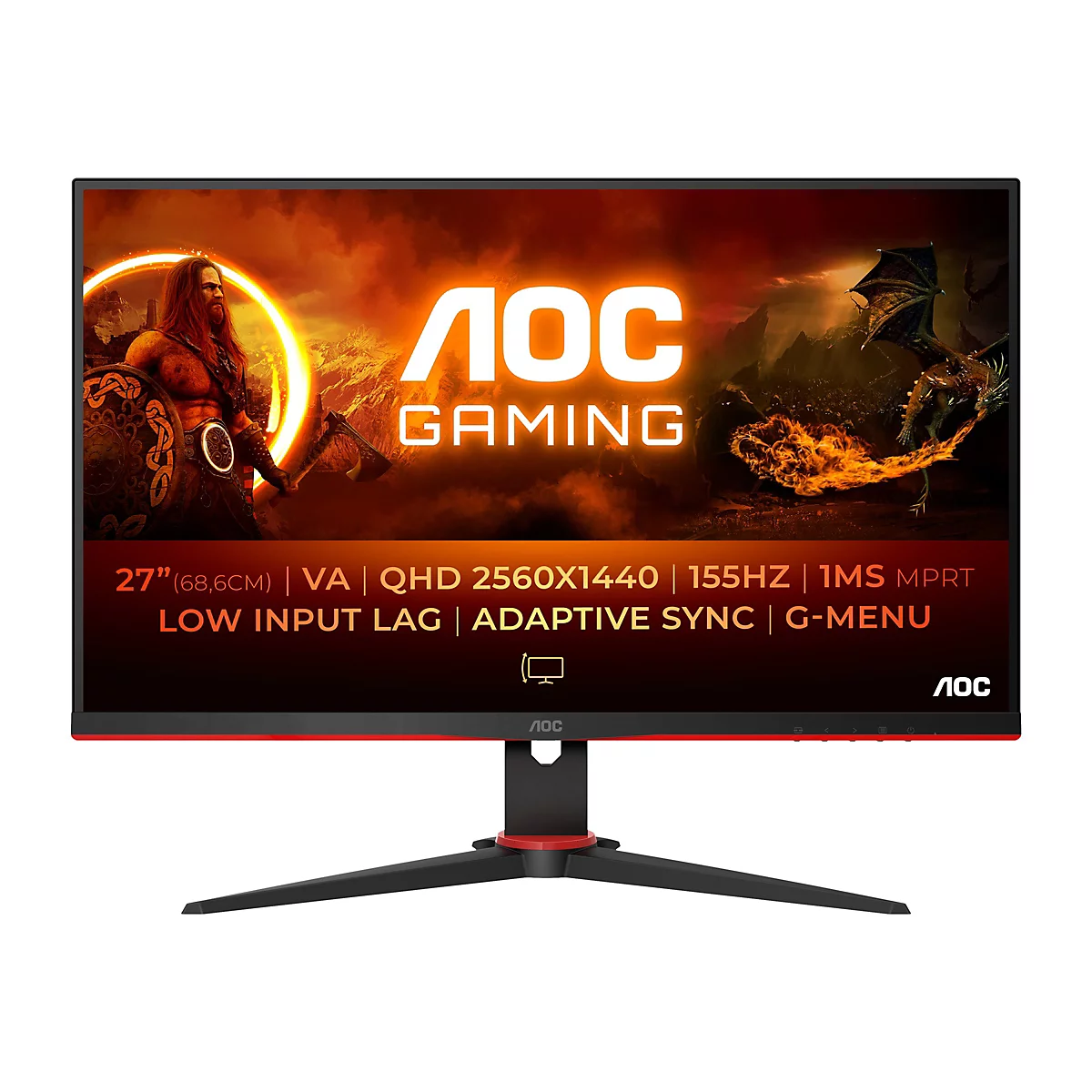 AOC Gaming Q27G2E/BK - G2 Series - LED-Monitor - Gaming - 68.6 cm (27') - 2560 x 1440 QHD @ 155 Hz