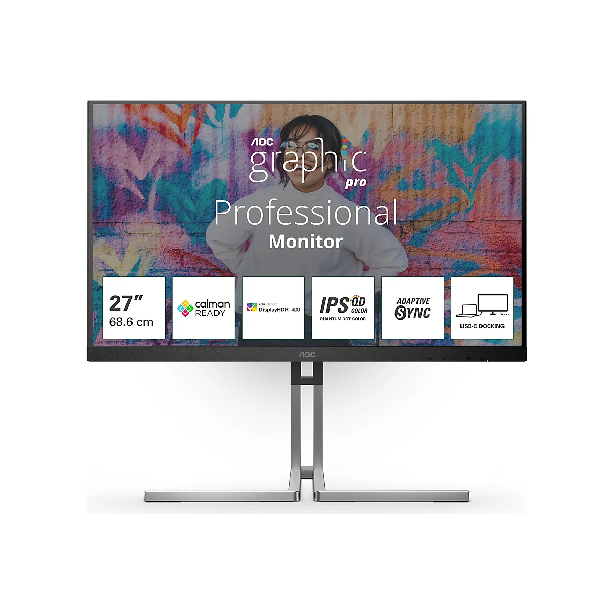 AOC-Monitor, 27 Zoll, mit dem Schriftzug "Professional Monitor".