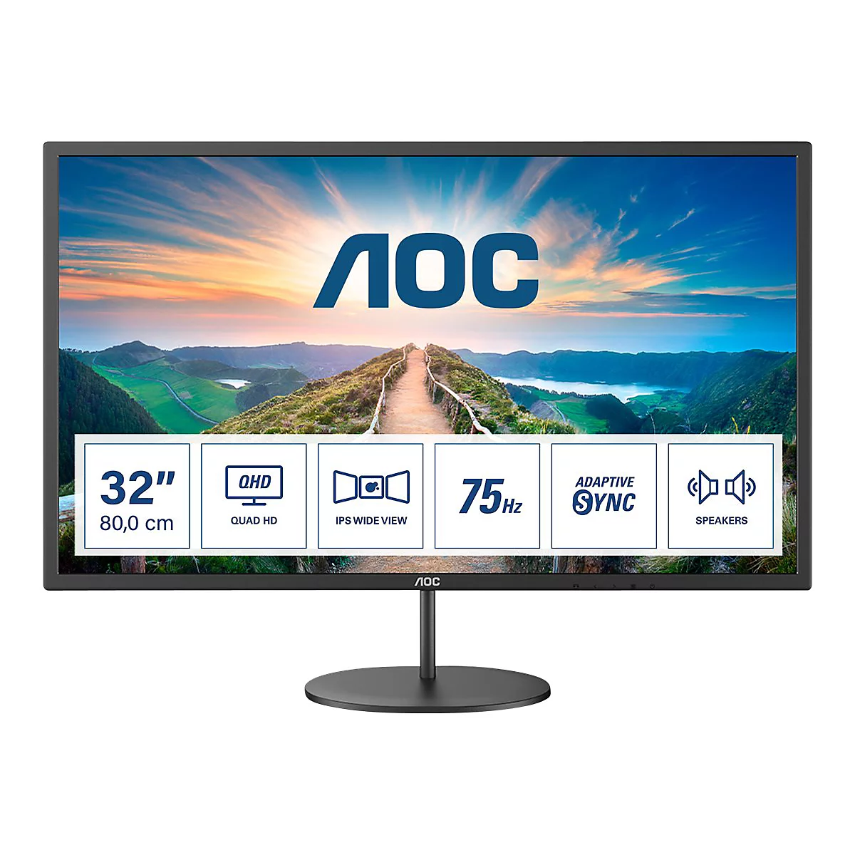 AOC Q32V4 - LED-Monitor - 81.3 cm (32') (31.5' sichtbar) - 2560 x 1440 QHD @ 75 Hz - IPS - 250 cd/m²