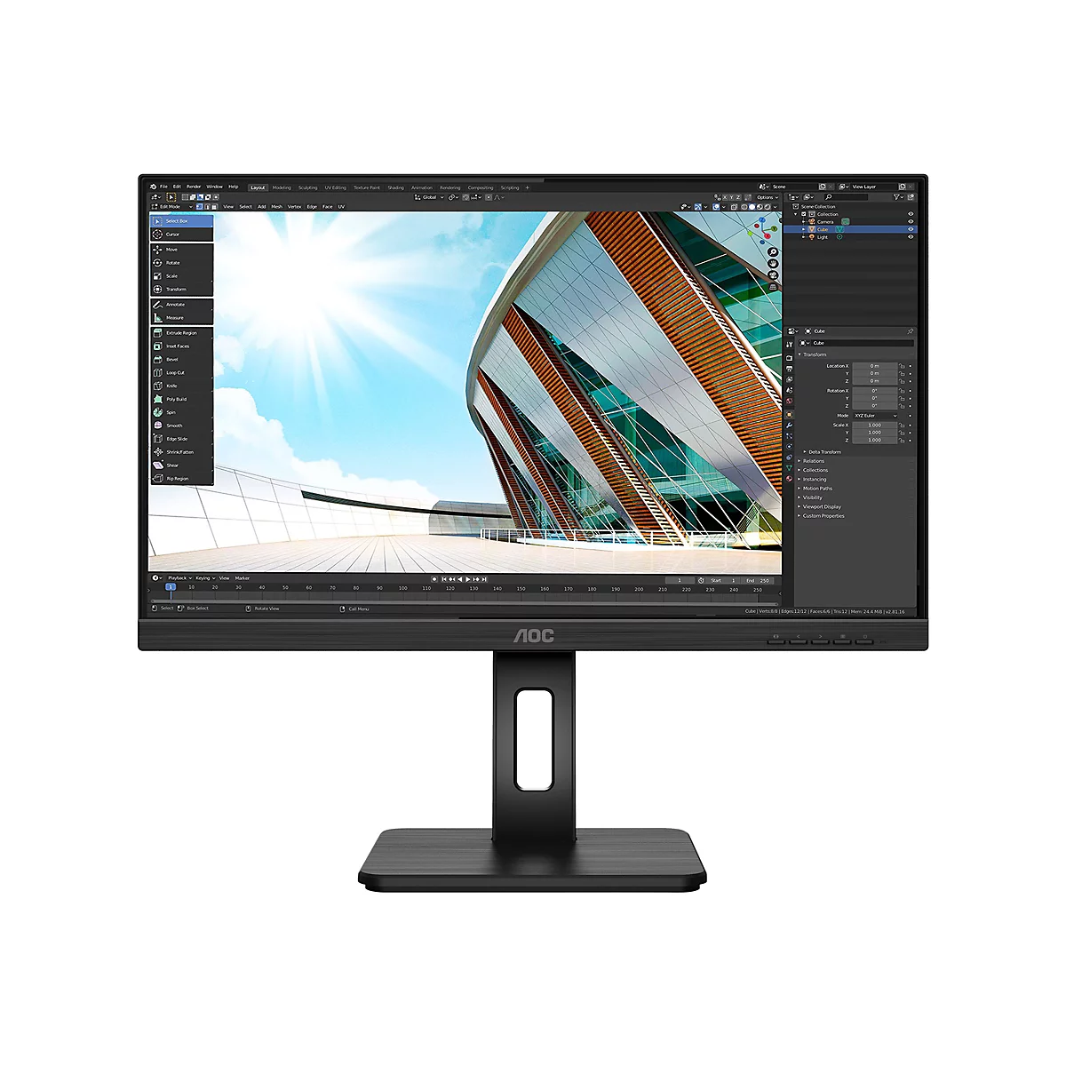 AOC U27P2 - LED-Monitor - 68.4 cm (27') - 3840 x 2160 4K UHD (2160p) @ 60 Hz - IPS - 350 cd/m²
