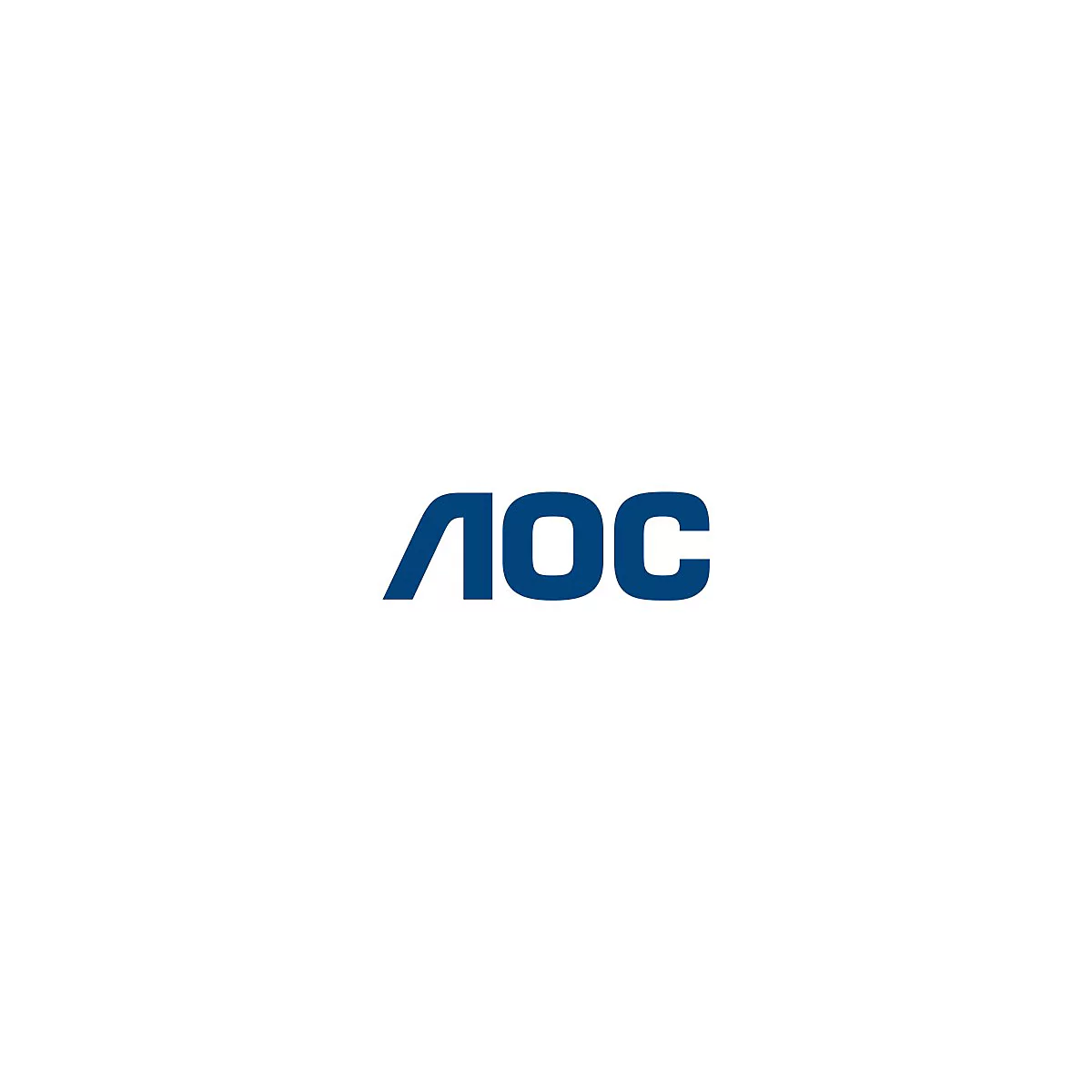 AOC Logo, blau, Schriftzug auf weißem Hintergrund.