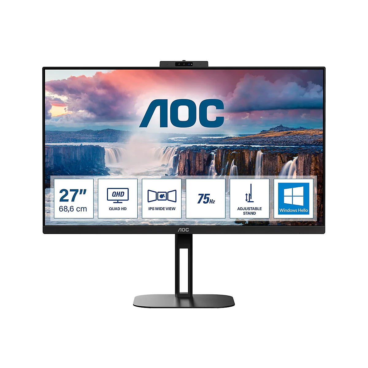 AOC Value-line Q27V5CW/BK - V5 series - LED-Monitor - 68.6 cm (27') - 2560 x 1440 QHD @ 75 Hz - IPS
