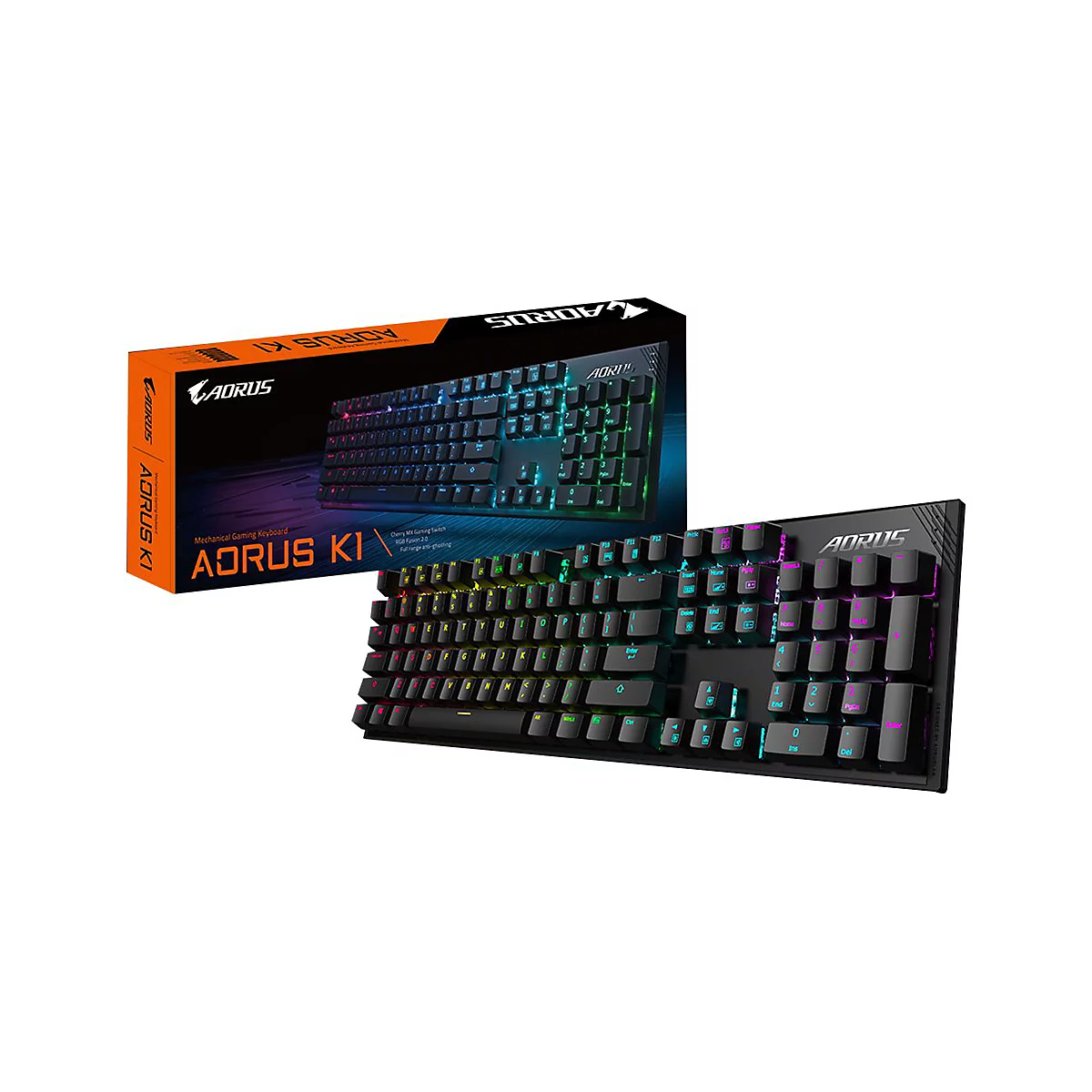 AORUS K1 - Tastatur - Hintergrundbeleuchtung - USB - Tastenschalter: CHERRY MX Red