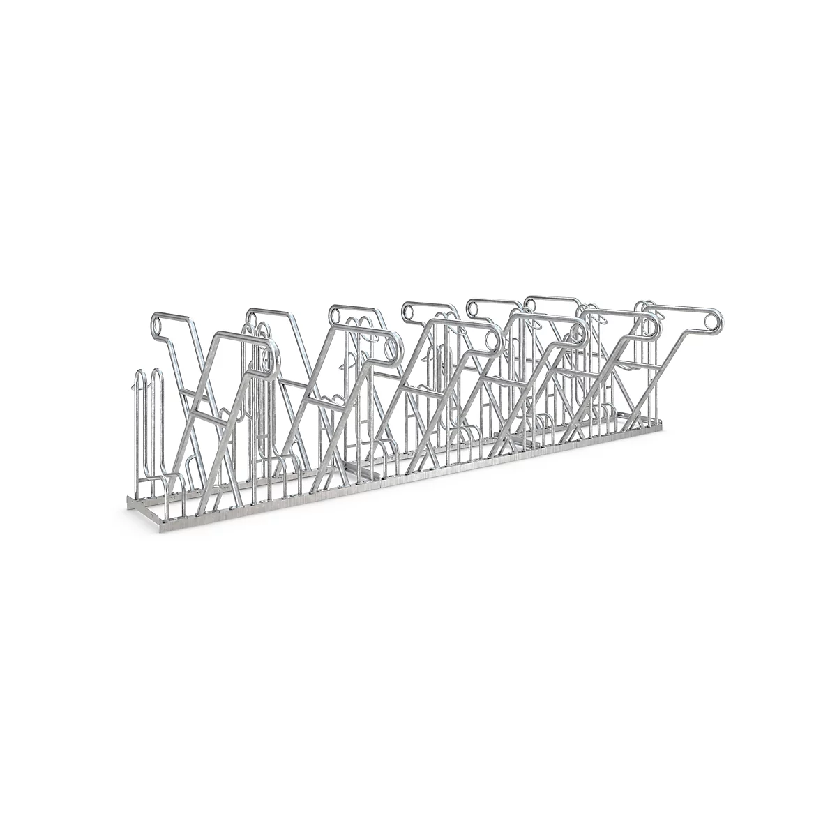 Aparcabicicletas WSM, bilateral, para ruedas de hasta 55 mm ancho, An 3240 x P 390 x Al 800 mm, acero galvanizado, 12 plazas