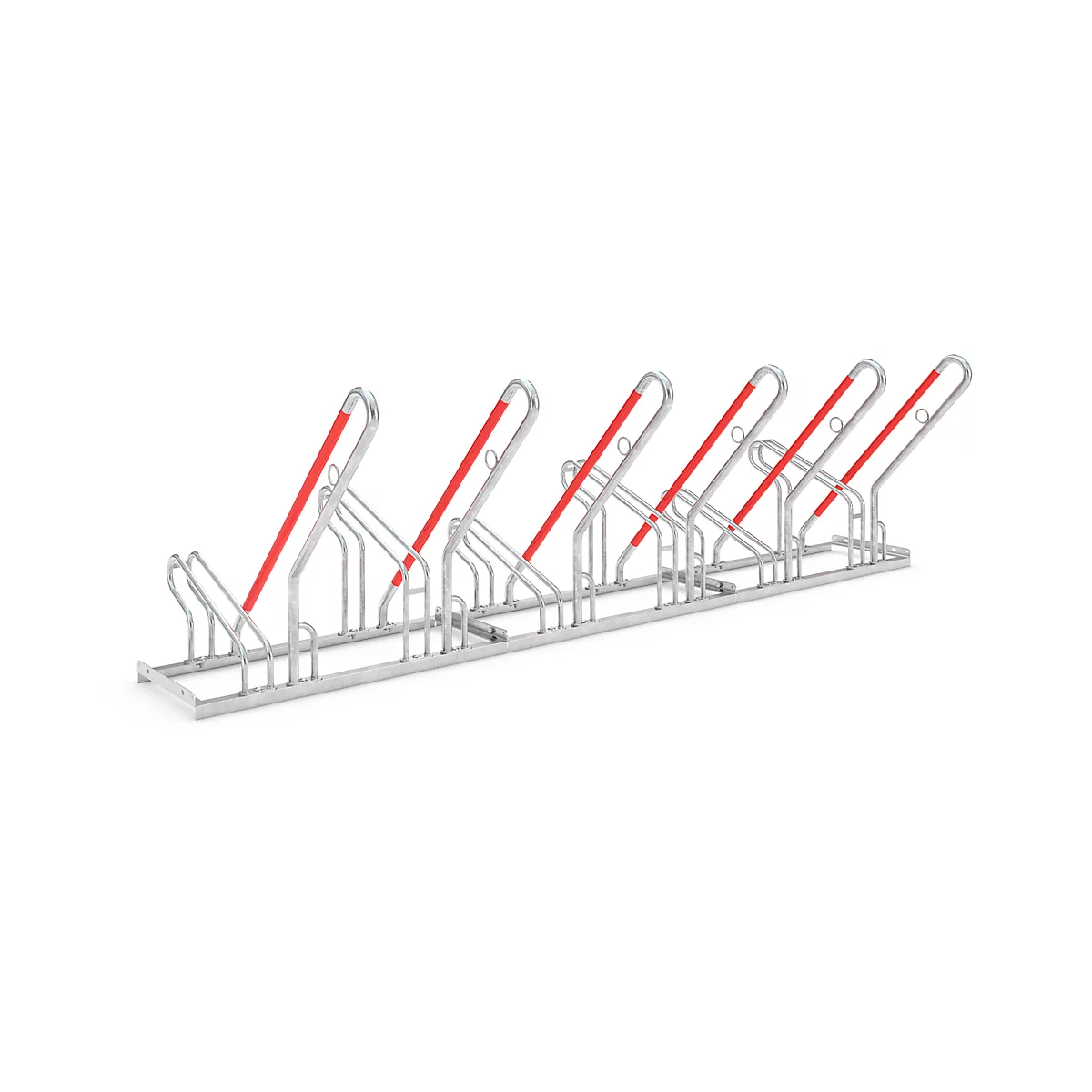 Aparcabicicletas WSM, unilateral, para ruedas de hasta 55 mm ancho, An 3000 x P 550 x Al 854 mm, acero galvanizado, 6 plazas