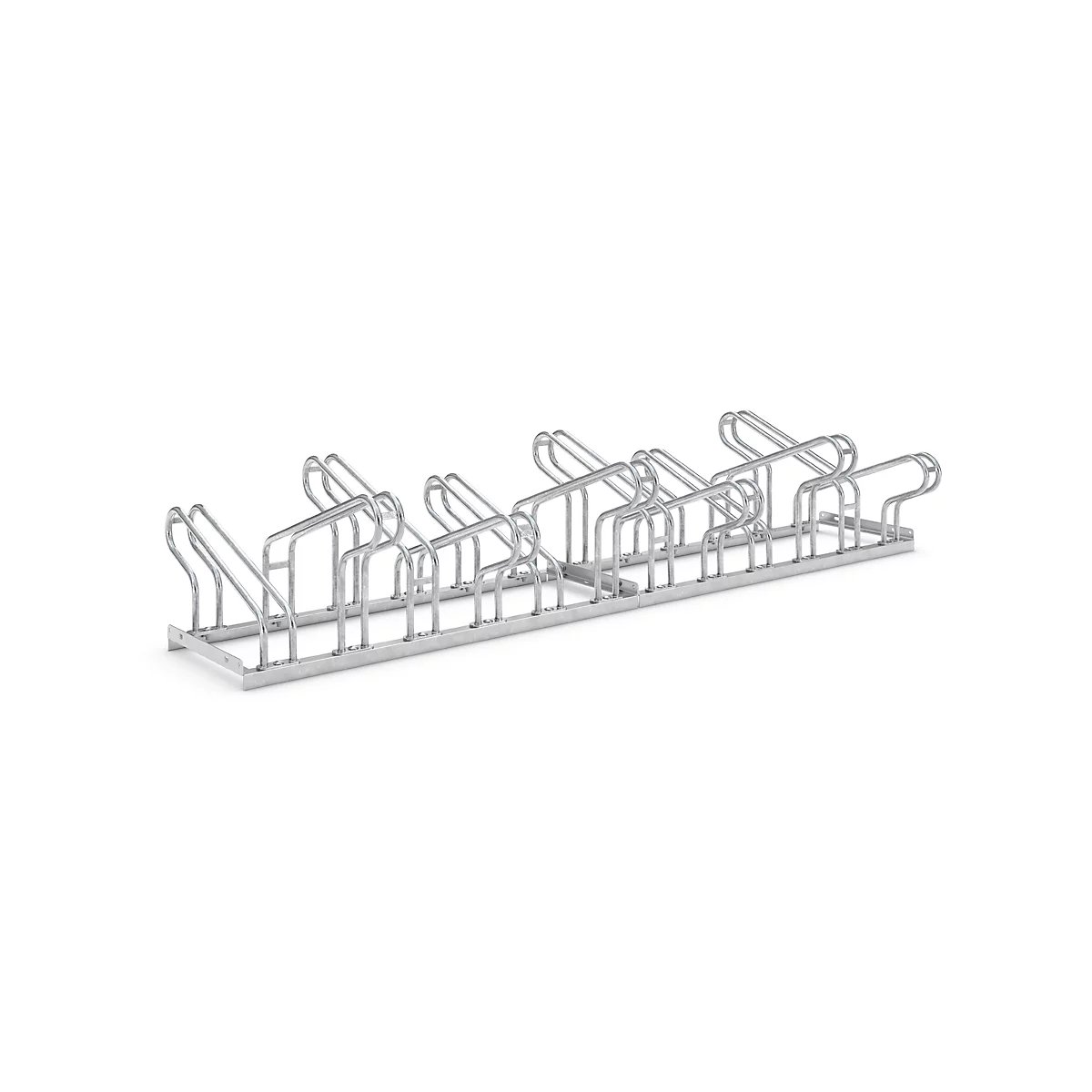 Aparcabicis con soportes de rueda WSM, bilateral, para ruedas de hasta 55 mm ancho, An 2100 x P 3200 x Al 500 mm, acero galvanizado en caliente, 12 plazas, desmontado