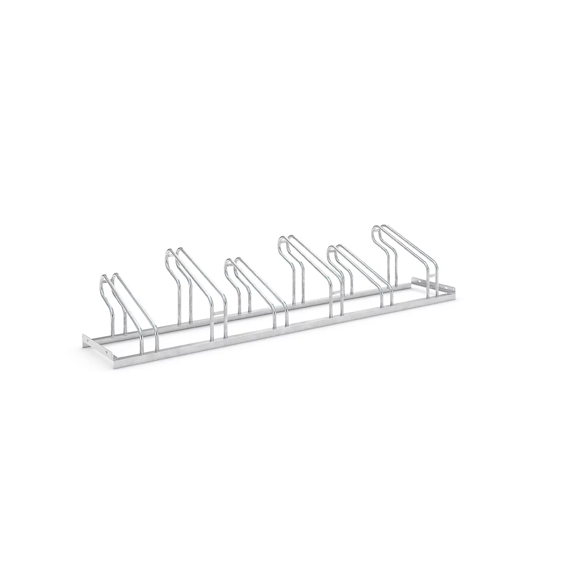 Aparcabicis con soportes de rueda WSM, unilateral, para ruedas de hasta 55 mm ancho, An 2100 x P 1850 x Al 415 mm, acero galvanizado en caliente, 6 plazas, montado