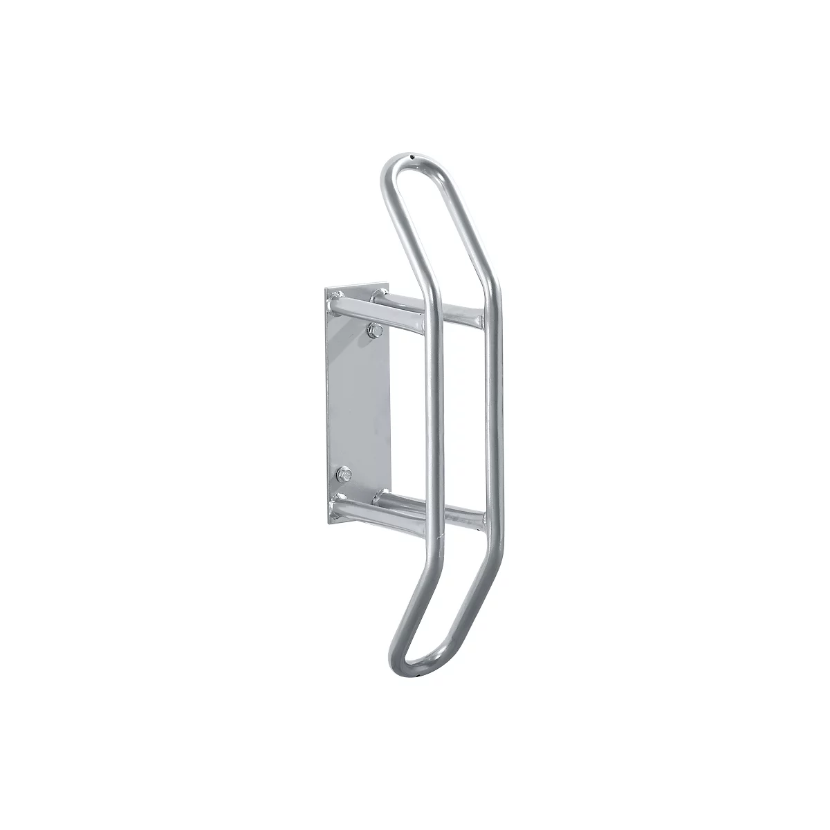 Aparcabicis de pared, 90° recto, para ruedas de hasta 55 mm ancho, An 250 x P 230 x Al 540 mm, acero galvanizado, 1 plaza