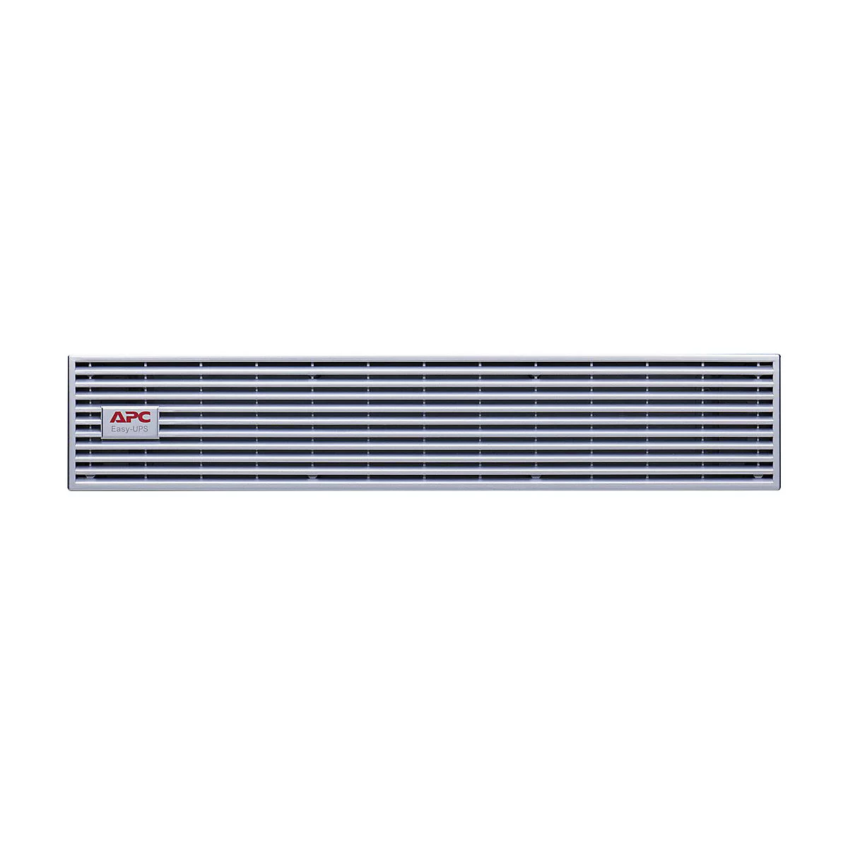 Graues APC Easy-UPS-Gerät. Frontseite mit horizontalen Lamellen, Logo links.