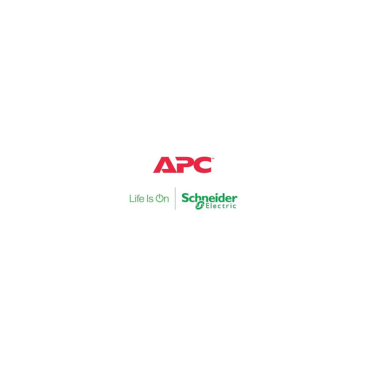 Firmenlogo von APC über dem Slogan Life Is On und dem Schneider Electric Logo auf weißem Hintergrund.