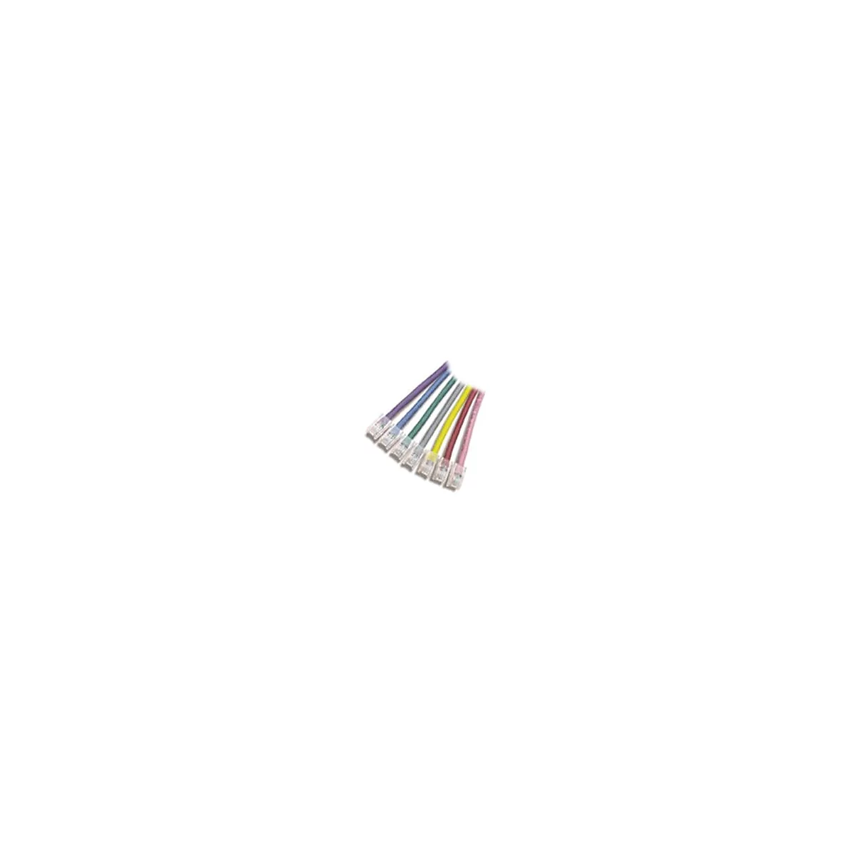 Mehrere bunte Netzwerkkabel liegen auf weißem Hintergrund.