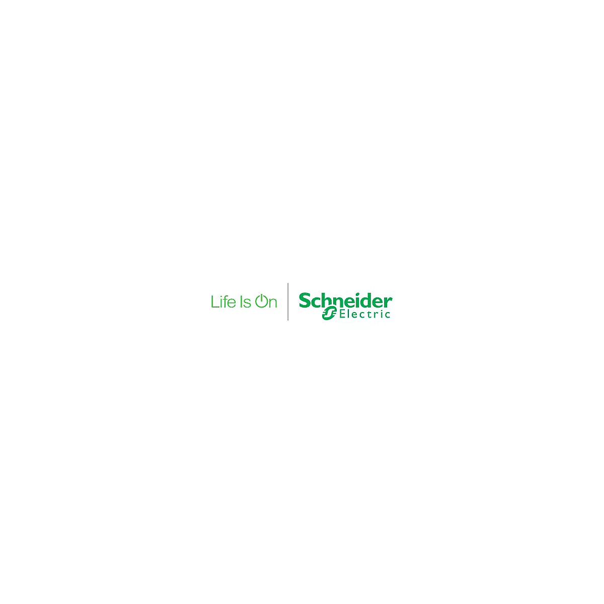 Firmenlogo von Schneider Electric mit dem Slogan Life Is On auf weißem Hintergrund.