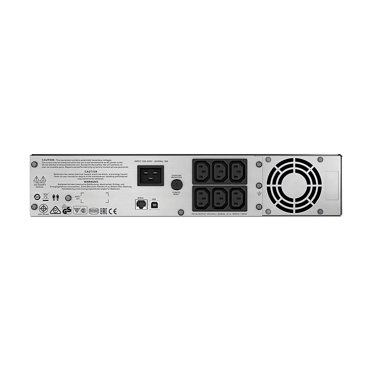 APC Smart-UPS C 2000VA 2U - USV (Rack - einbaufähig) - Wechselstrom 230 V - 1300 Watt - 2000 VA