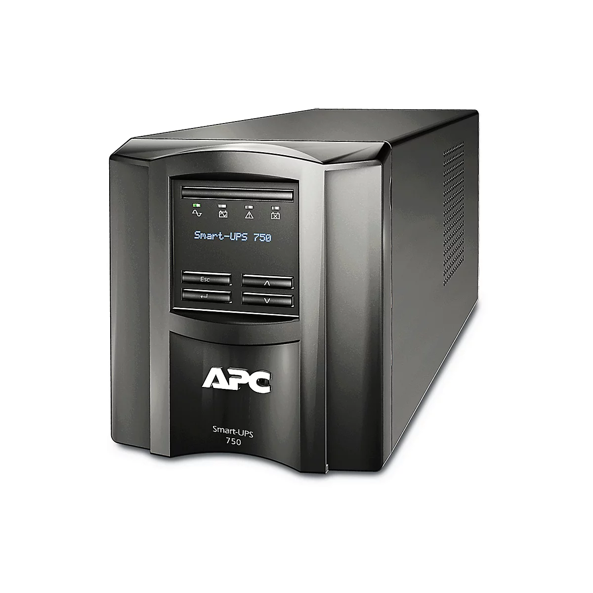 Schwarze APC Smart-UPS 750 USV. Auf Display steht 'Smart-UPS 750'.