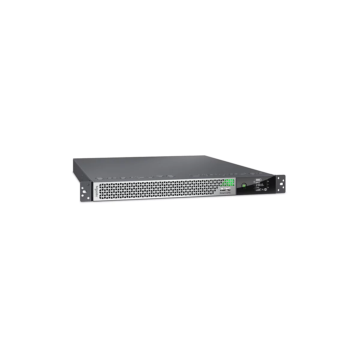 Ein schwarzes Server-Rack vor weiÃŸem Hintergrund. Sichtbar sind LÃ¼ftungsschlitze und ein Display.