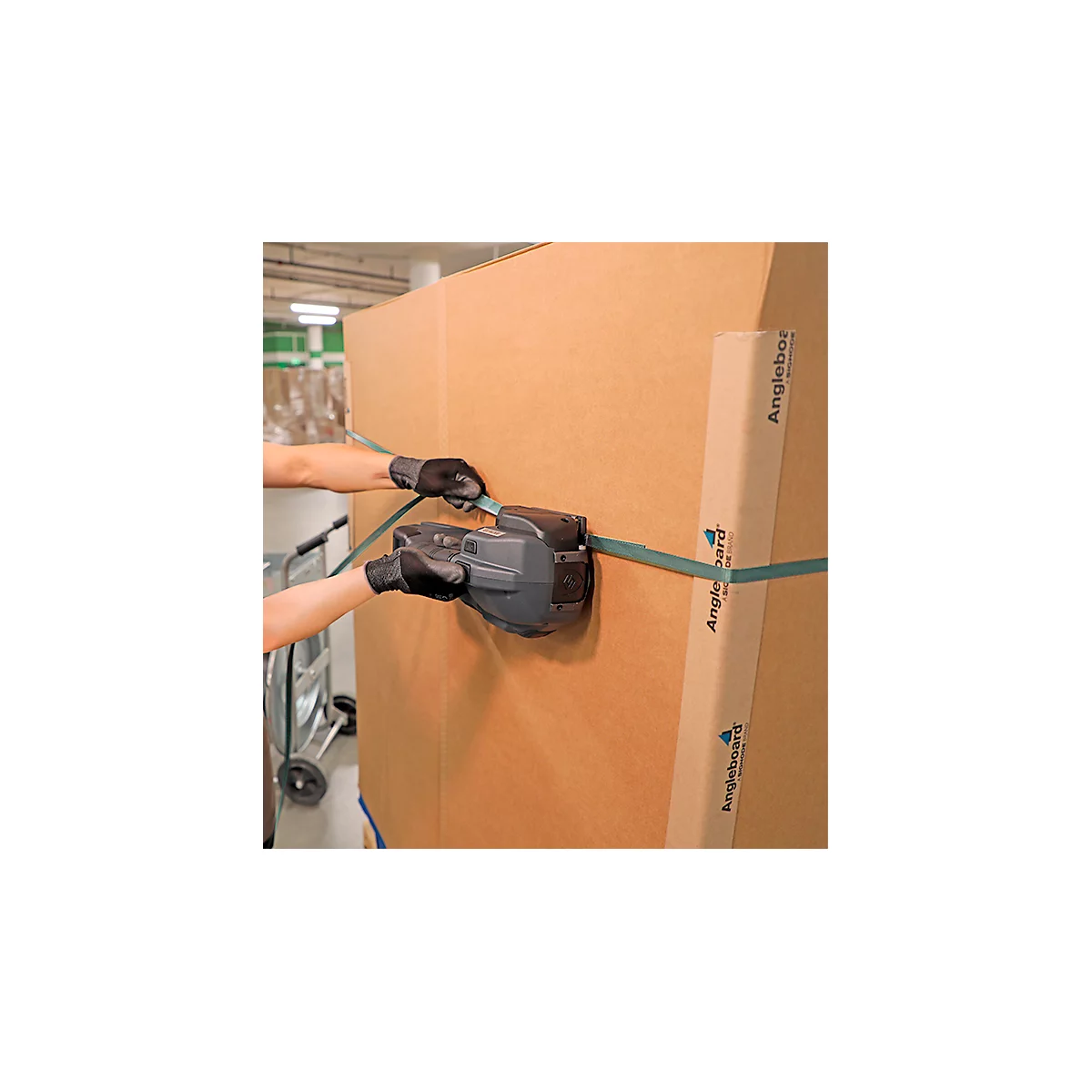 Appareil de cerclage par accu Banholzer et Wenz BXT4-16, pour feuillards PP/PET de L 12-16 mm et épaisseur 0,5-1,00 mm, force de traction jusqu'à 2500 N, 5 modes, noir