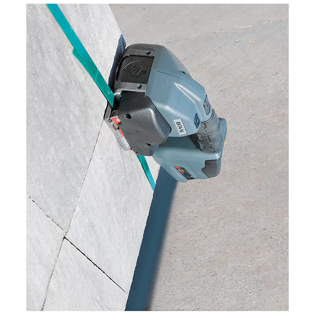 Appareil de cerclage par accu Banholzer et Wenz BXT4-16, pour feuillards PP/PET de L 12-16 mm et épaisseur 0,5-1,00 mm, force de traction jusqu'à 2500 N, 5 modes, noir