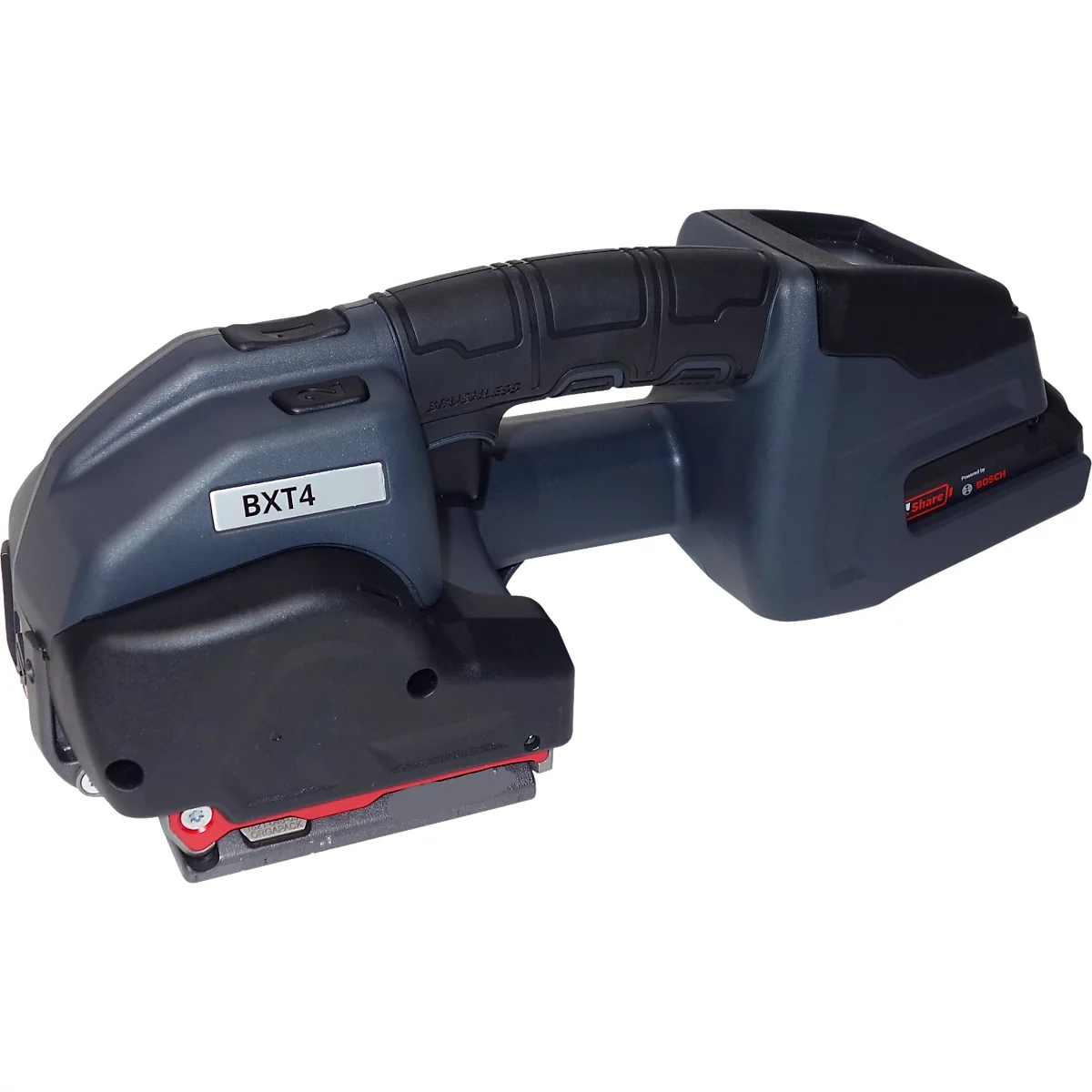 Appareil de cerclage par accu Banholzer et Wenz BXT4-19, pour feuillards PP/PET de L 16-19 mm et épaisseur 0,8-1,30 mm, force de traction jusqu'à 4500 N, 5 modes, noir