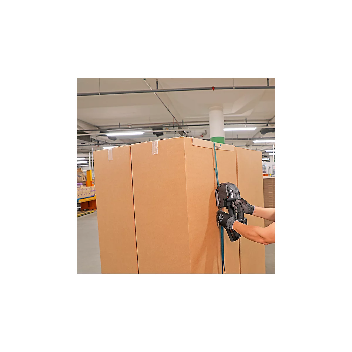 Appareil de cerclage par accu Banholzer et Wenz BXT4-19, pour feuillards PP/PET de L 16-19 mm et épaisseur 0,8-1,30 mm, force de traction jusqu'à 4500 N, 5 modes, noir