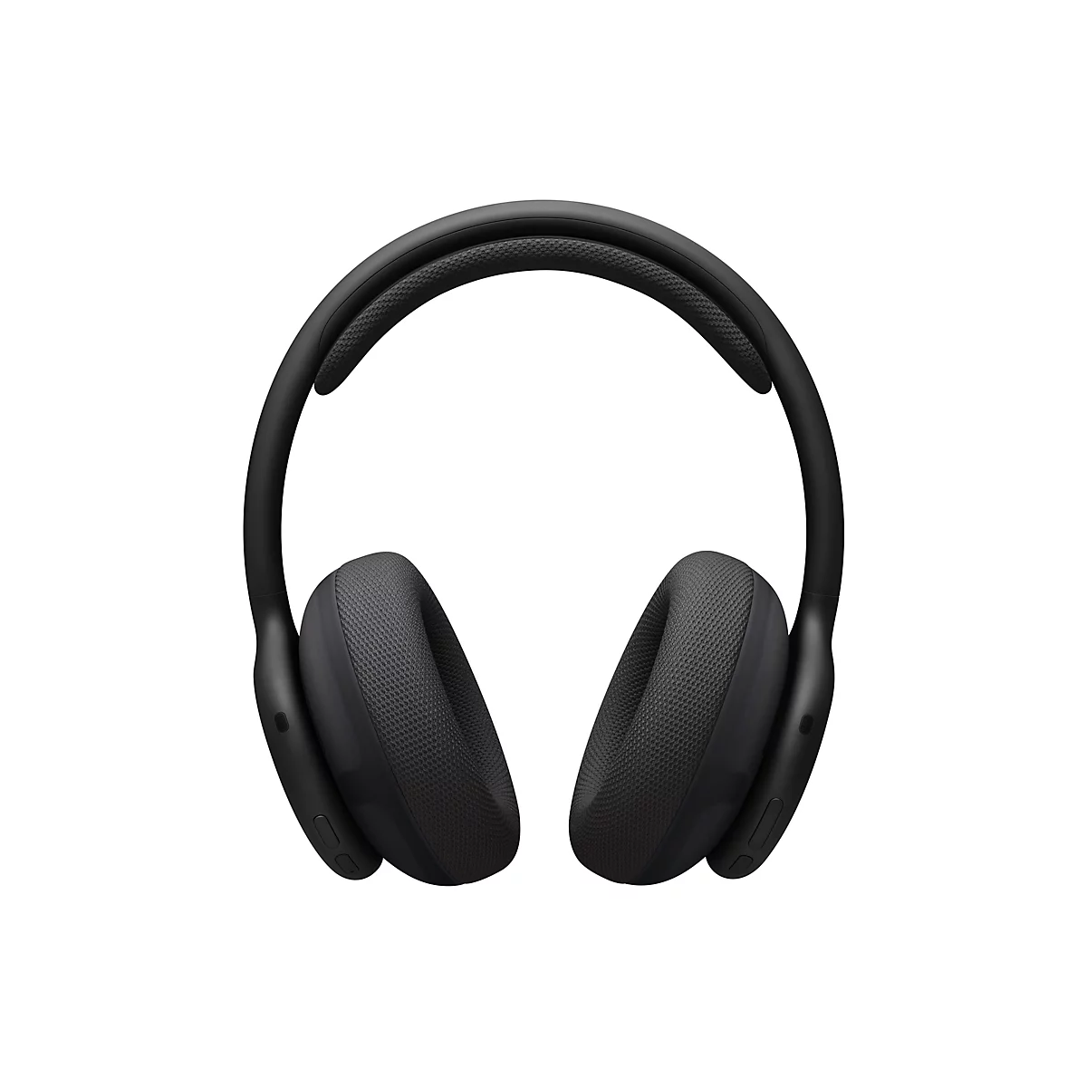 Schwarze Over-Ear-Kopfhörer vor weißem Hintergrund.