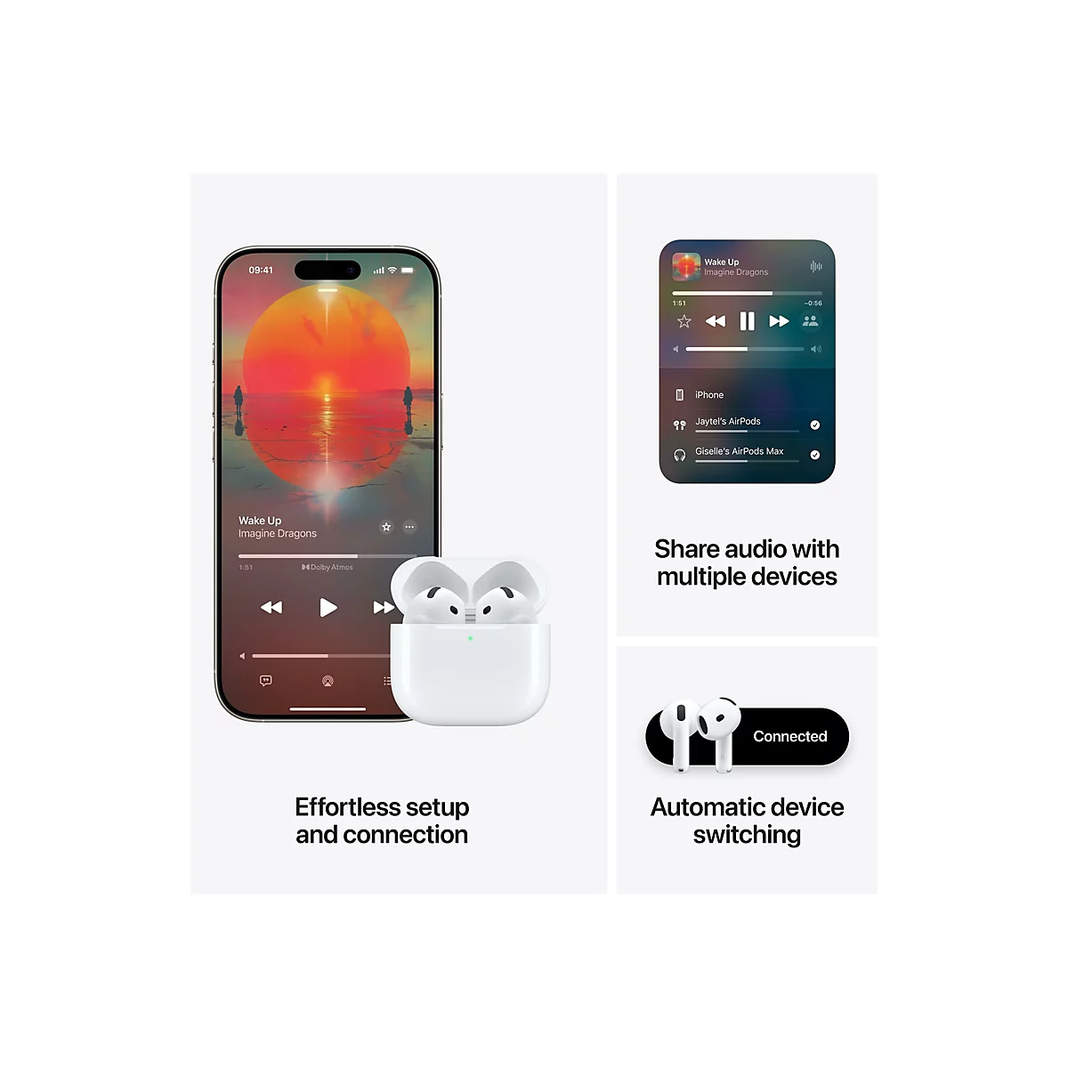 Apple AirPods 4 with Active Noise Cancellation - True Wireless-Kopfhörer mit Mikrofon - Ohrstöpsel - Bluetooth - aktive Rauschunterdrückung - weiß