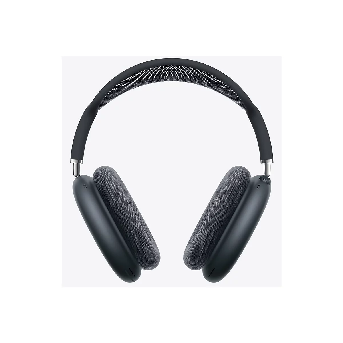 Casque circum-auriculaire gris foncé sur fond blanc. L'arceau est recouvert de mesh, les oreillettes sont ovales.